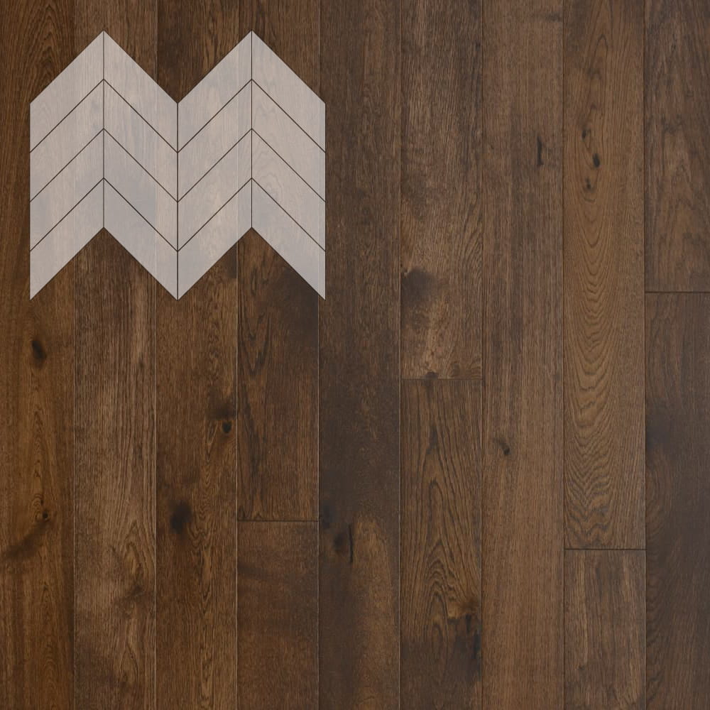 Паркет Елка Французская Lab Arte Chevron Дуб Рустик Коньяк лак 600/450х150х14/3/45°