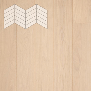 Паркет Елка Французская Lab Arte Chevron Дуб Селект Лана лак 400/348х90х14/3/60° в интерьере