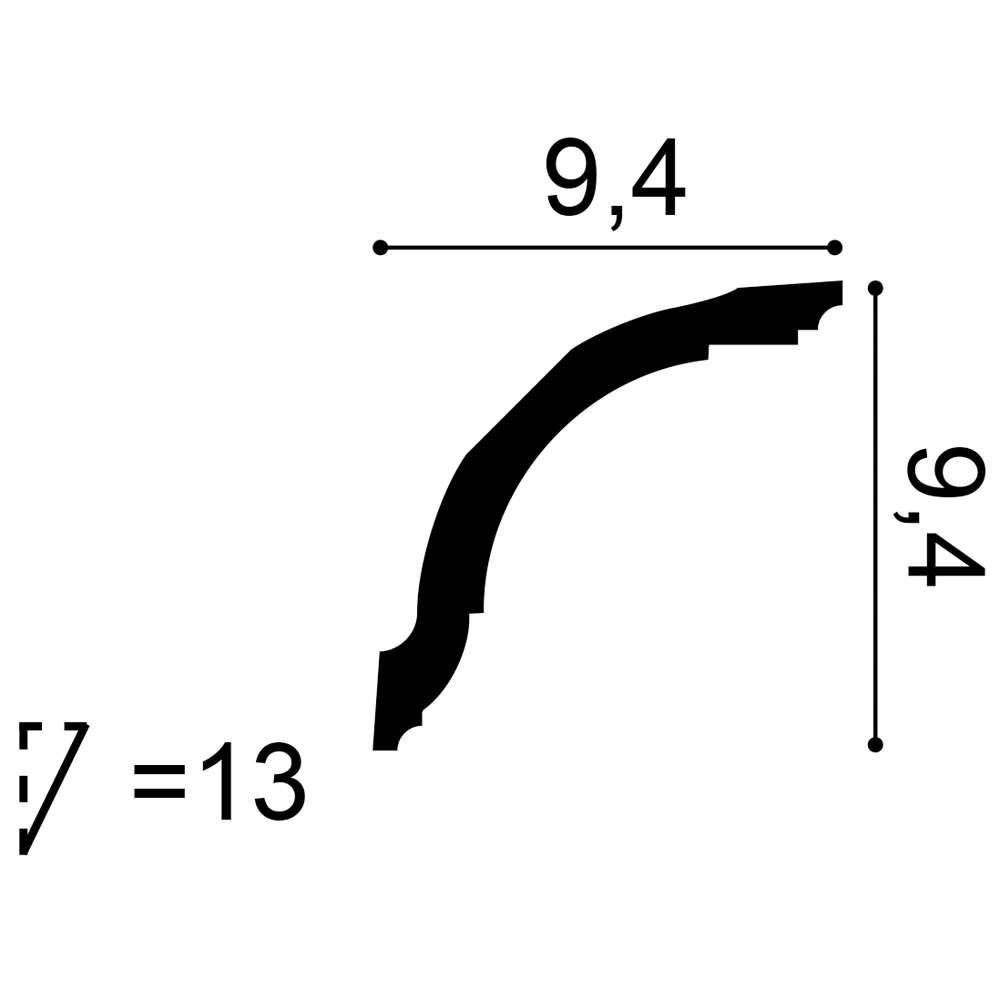 Карниз потолочный Orac Decor CX127F гибкий 2000x94x94